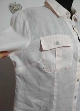 100% лён фирменная натуральная льняная рубашка с накладными карманами льон !4 фото