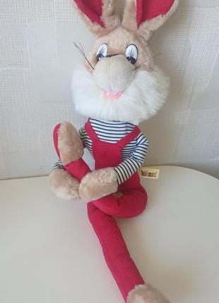 Мягкая винтажная игрушка заяц plush heunec германия