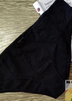 🎀чёрные хлопковые трусики с кружевом