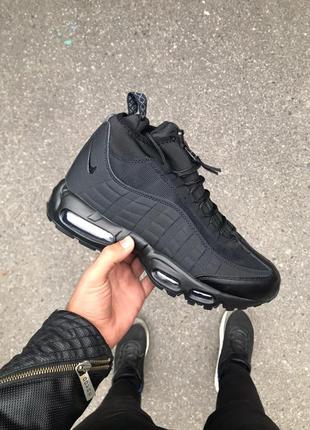 🔴nike air max 95 sneakerboot black🔴мужские ❄️зимние❄️ чёрные кроссовки найк.