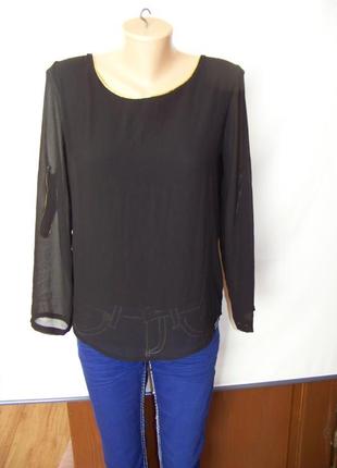 Черная итальянская двойная блузка с асимметричным низом мл