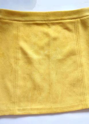Pull&bear жовта юбка спідниця велюрова бархат міні юпка яскрава