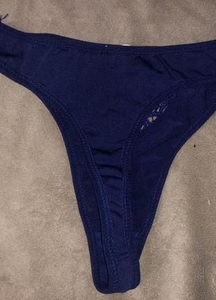 Темно синие трусики стринги2 фото