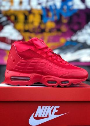 🔴nike air max 95 sneakerboot red🔴 червоні чоловічі ❄️зимові❄️кросівки найк.