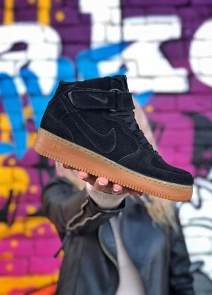 ❄️ nike air zapatillas black❄️ зимние черные замшевые кроссовки мужские бутчины.