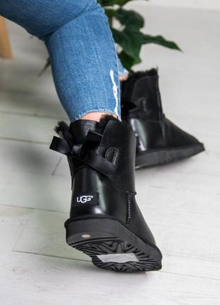 Стильные зимние ugg из кожи в черном цвете (осень-зима-весна)😍7 фото