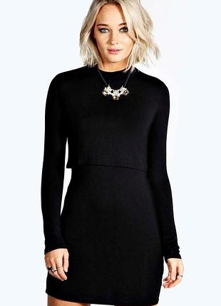 Чёрное платье под шею boohoo