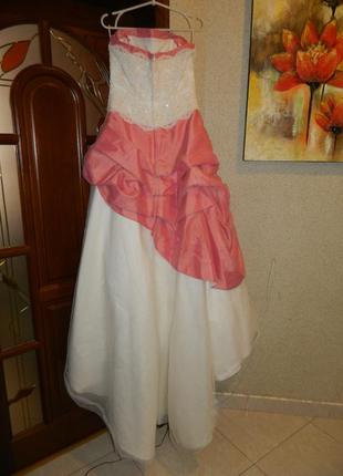 Р. 42-44/xs-s платье свадебное, на выпускной или фотосессию белое с розовым nana couture paris5 фото