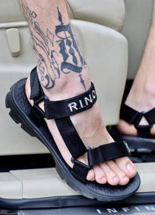Чоловічі сандалі/босоніжки rino на липучці в чорному кольорі.