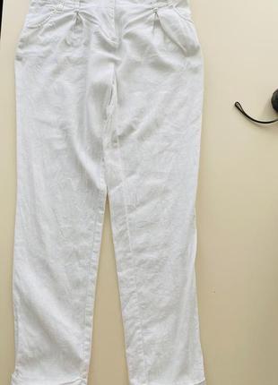 Білі штани лен брбки льняні білі брюки