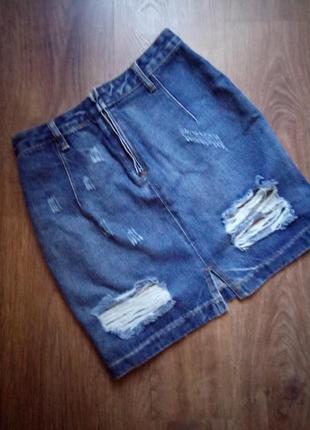 Новая стильная джинсовая юбка размер с2 фото