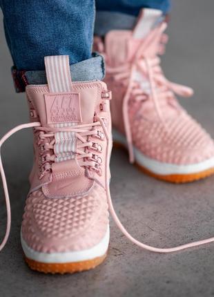 😀nike lunar pink😀 рожеві жіночі демісезонні кросівки хайтопы найк.