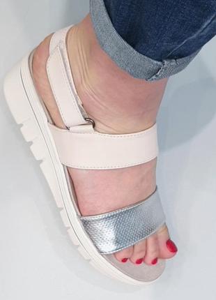 Marco tozzi  - женские кожаные легкие босоножки сандалии 38