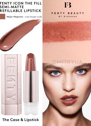 Набір fenty beauty полуматова помада та кейс semi matte refillable lipstick 08 major magnate case2 фото