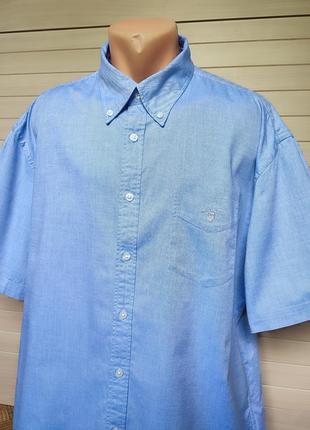 Блакитна сорочка рубашка від gant color oxford батал ☕ розмір xxl/54-56рр7 фото