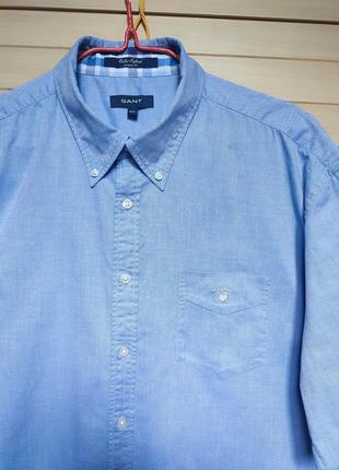 Блакитна сорочка рубашка від gant color oxford батал ☕ розмір xxl/54-56рр2 фото