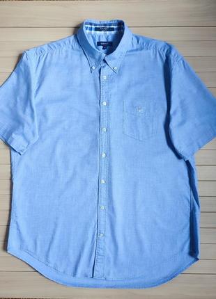 Блакитна сорочка рубашка від gant color oxford батал ☕ розмір xxl/54-56рр3 фото