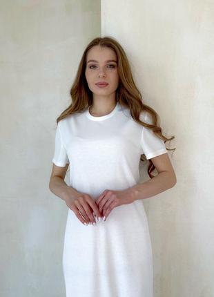 Трендовое платье свободное до колена миди в рубчик бренд merlini6 фото