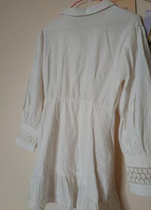 Молочна сукня в стилі бохо з об'ємними рукавами7 фото
