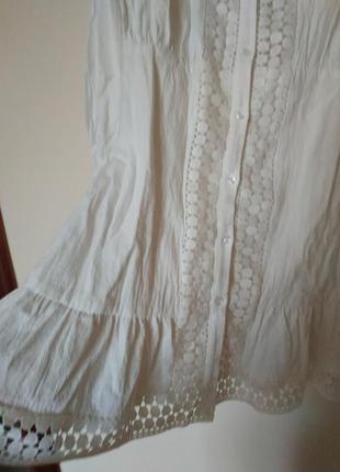 Молочна сукня в стилі бохо з об'ємними рукавами4 фото