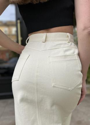 Джинсовая юбка миди с разрезом  джинс котон6 фото