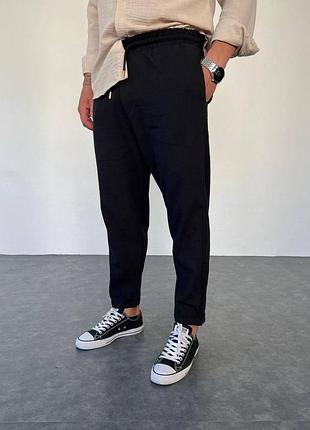 Топовые льняные брюки брюки! черные и бежевые