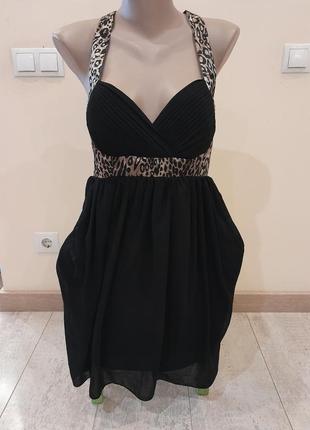 Шикарне плаття сукня з оголеною спиною вечірня сукня  леопардовий принт1 фото