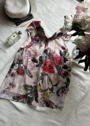 Эленантная летняя блуза пудровая цветочная1 фото