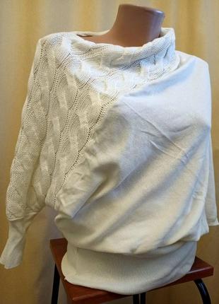 7. натуральная асимметричная кофта с вязаным косицами верхом