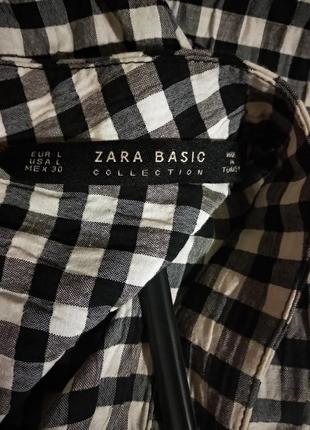 Блуза/рубашка/топ в клетку zara с объемными рукавами, l9 фото