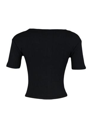 Женская блузка trendyol, черная футболка с вырезом, черная кофта с вырезом, черный топ, топ с вырезом8 фото
