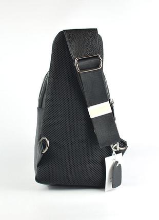 Черная мужская нагрудная сумочка рюкзак слинг под крокодила, кожаная модная сумка рюкзак на грудь3 фото