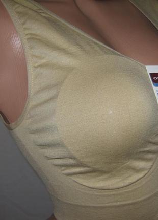 Топ bra бесшовный ouno 95% коттон размеры 3xl/4xl и 5xl/6xl (80-100 чашка d-е) бежевый9 фото