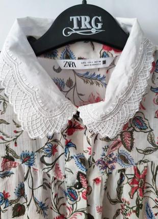 Рубашка цветочный принт вышивка zara из новых коллекций /7868/5 фото