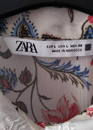 Рубашка цветочный принт вышивка zara из новых коллекций /7868/6 фото