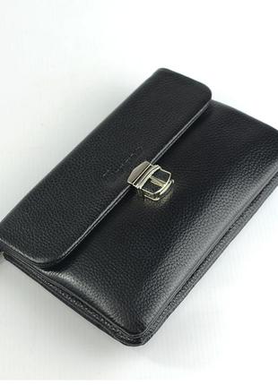 Мужской кожаный клатч кошелек на защелке, маленькая деловая сумочка клатч из натуральной кожи3 фото