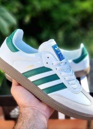 Мужские кроссовки adidas samba og white green 41-42-43-44-45