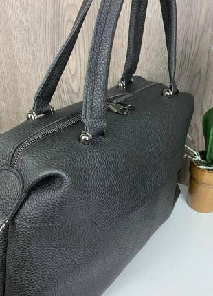 Женская сумка большая вместительная эко кожа черная6 фото