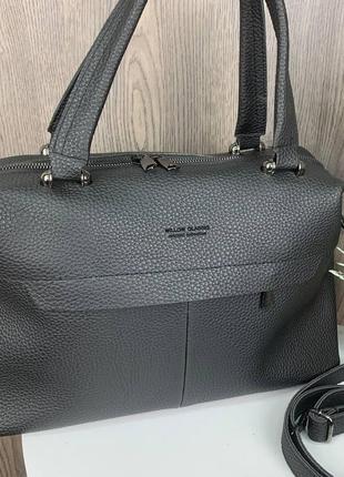 Женская сумка большая вместительная эко кожа черная9 фото