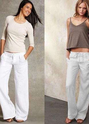 Білосніжні льняні штанці на тендітну дівчину ( 36 розмір)