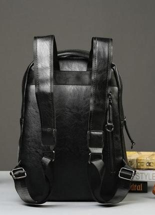 Міський зручний чоловічий шкіряний рюкзак, класичний чоловічий міський рюкзак з екошкіри3 фото