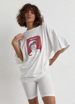 Жіночий костюм з футболкою oversize та велосипедками