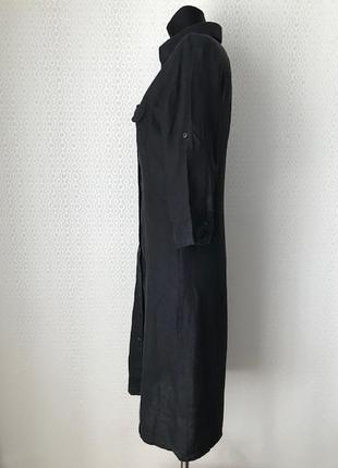 100% лен! стильное черное льняное платье рубашка / платье сафари от h&m, размер 38, укр 44-463 фото