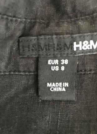 100% лен! стильное черное льняное платье рубашка / платье сафари от h&m, размер 38, укр 44-465 фото