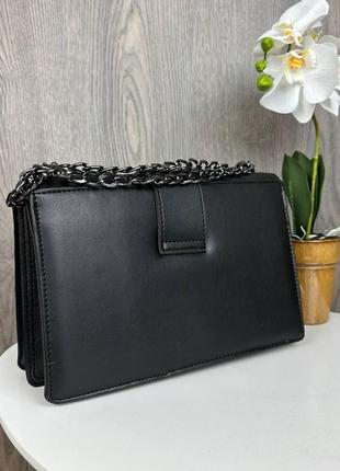 Модная женская сумочка клатч пинко стеганная, мини сумка в стиле pinko черная6 фото