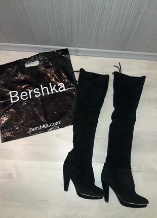 Сапоги ботфорды bershka замша