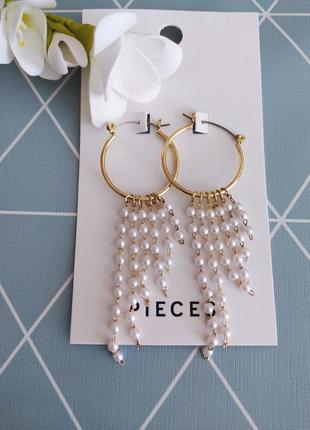 Серьги подвески с жемчугом, вечерние серьги, серьги кольца pieces asos