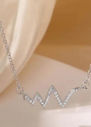 Срібний набір браслет жіночий пульс серця срібні сережки пусети кафа срібний ланцюжок підвіска срібне кільце мінімалізм3 фото