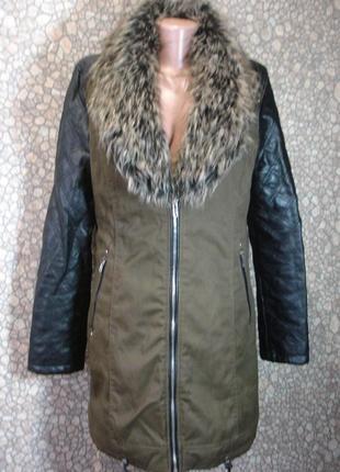 Демісезонна куртка-пальто з штучним хутром "atmosphre "1 фото