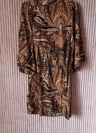 Платье а-силуэта терракотового цвета в принт h&m2 фото